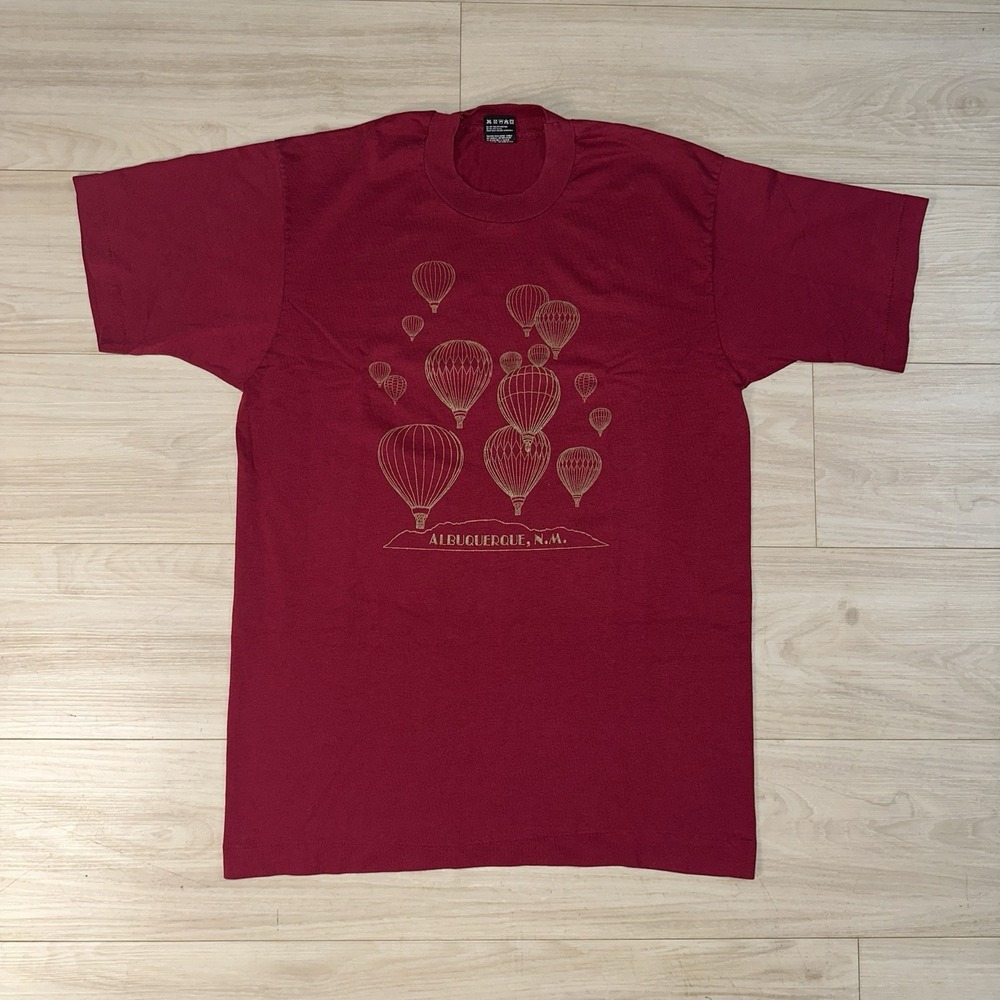 Vintage 90s Hot Air Balloon‎ Albuquerque, NM T Shirt Size Large Red Travel